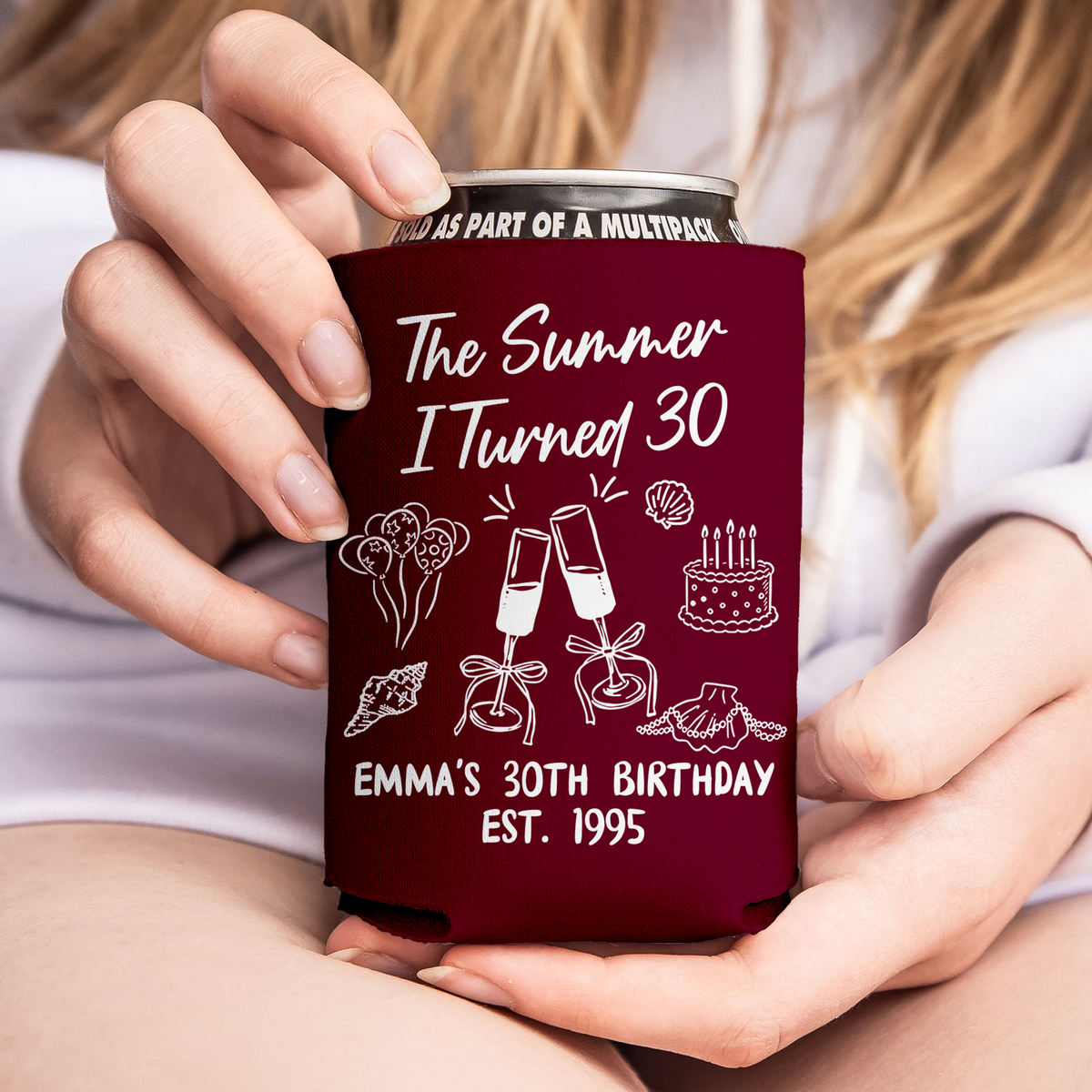 Personalized The Summer I Turned Thirty Birthday Print Full Can Cooler HA75 897030