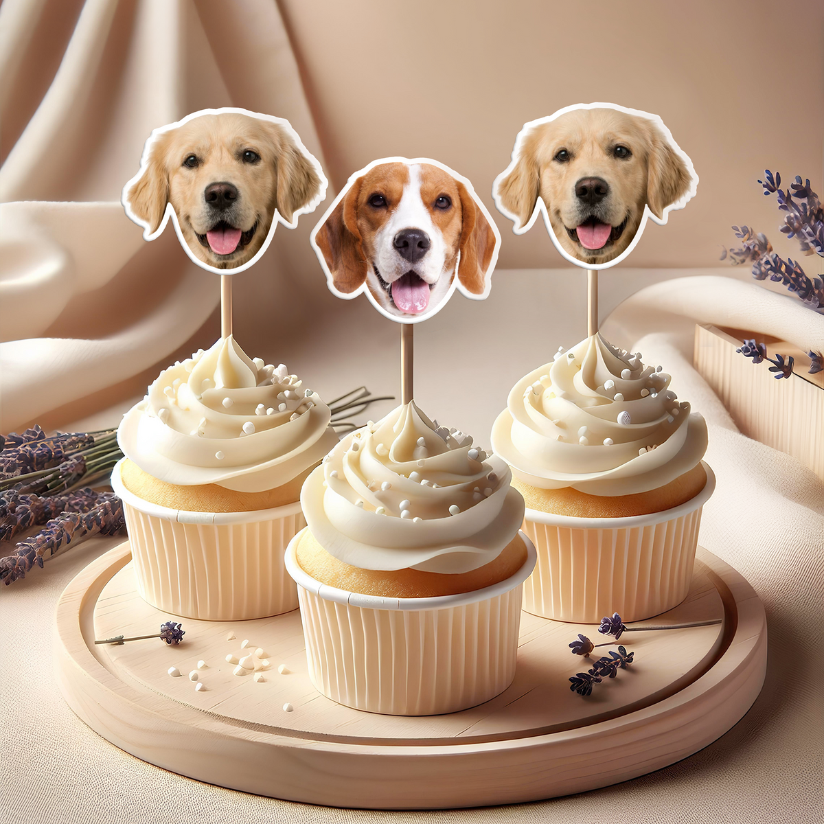 Custom Photo Funny Dog Funny Personalized Decoration Cupcake Toppers HA75 891986