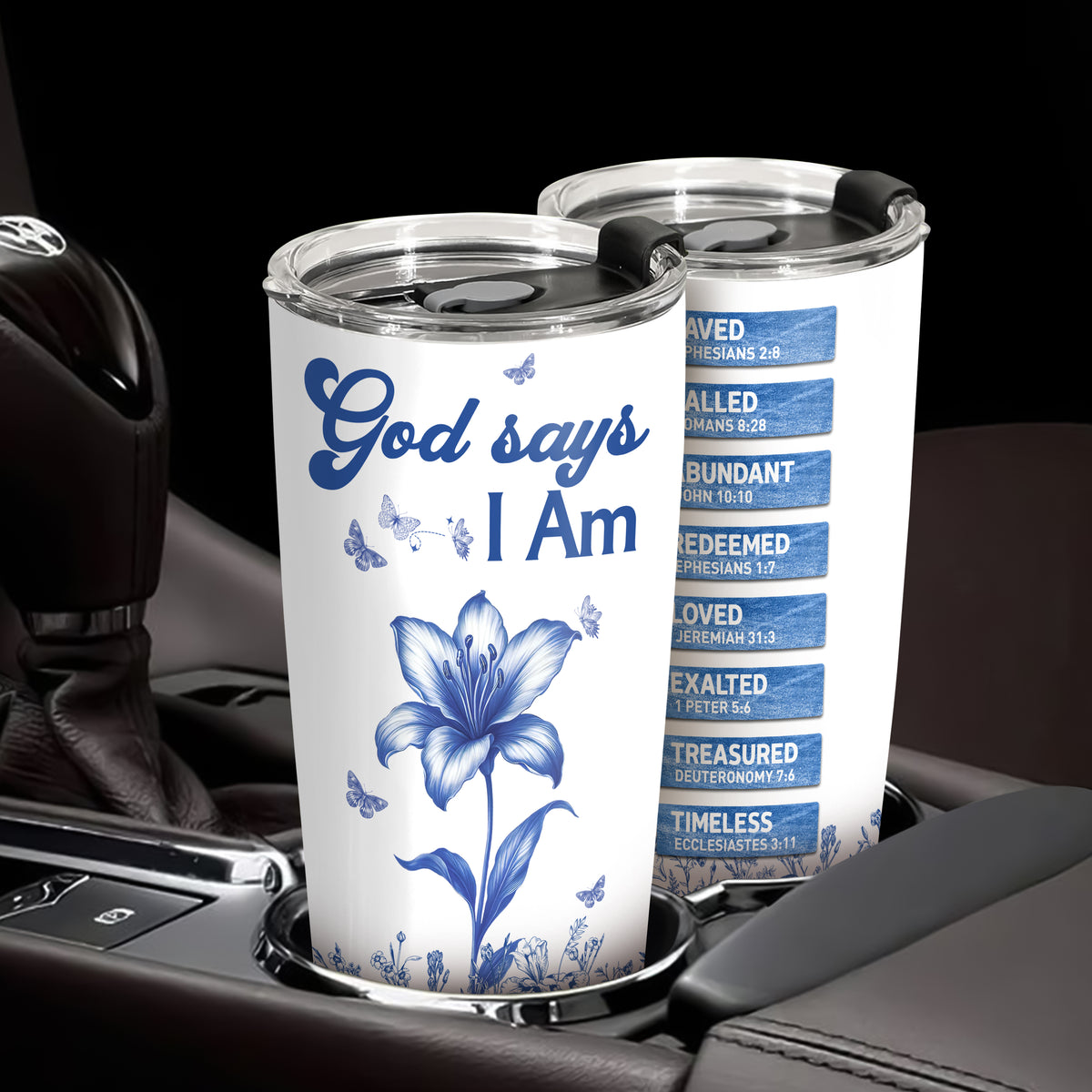 Custom Name Letter And Flower Toile De Jouy Style God Says I Am Fat Tumbler LM32 895357