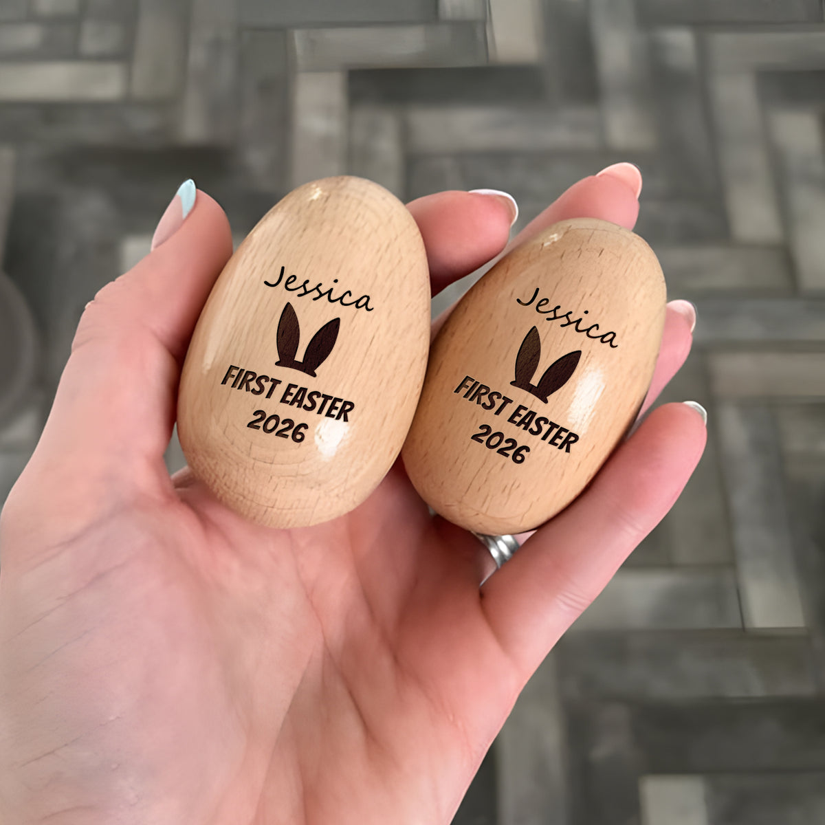 Personalized Musical Wooden Easter Egg Shakers - Gift For Kids, Baby First Easter LM32 897779