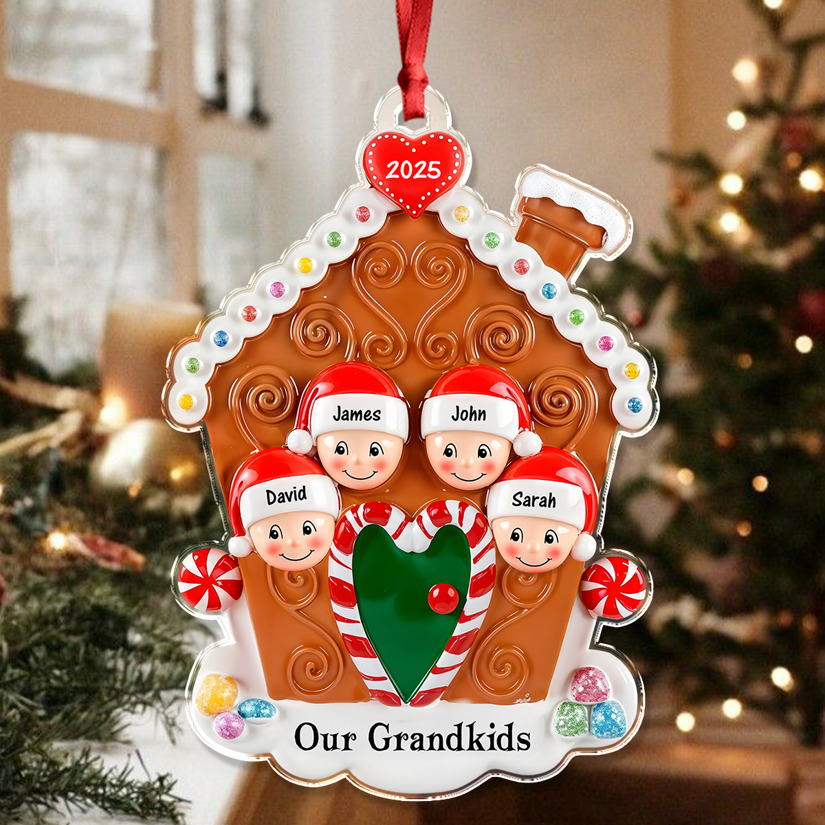 Custom Name Our Grandkids Merry Christmas Family Acrylic Ornament LM32 895523