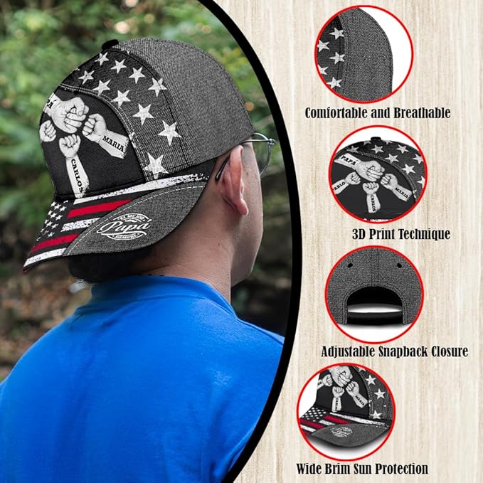 Personalized Fist Bump Hat with Kid’s Names - Best Dad Ever Classic Cap LM32 669157