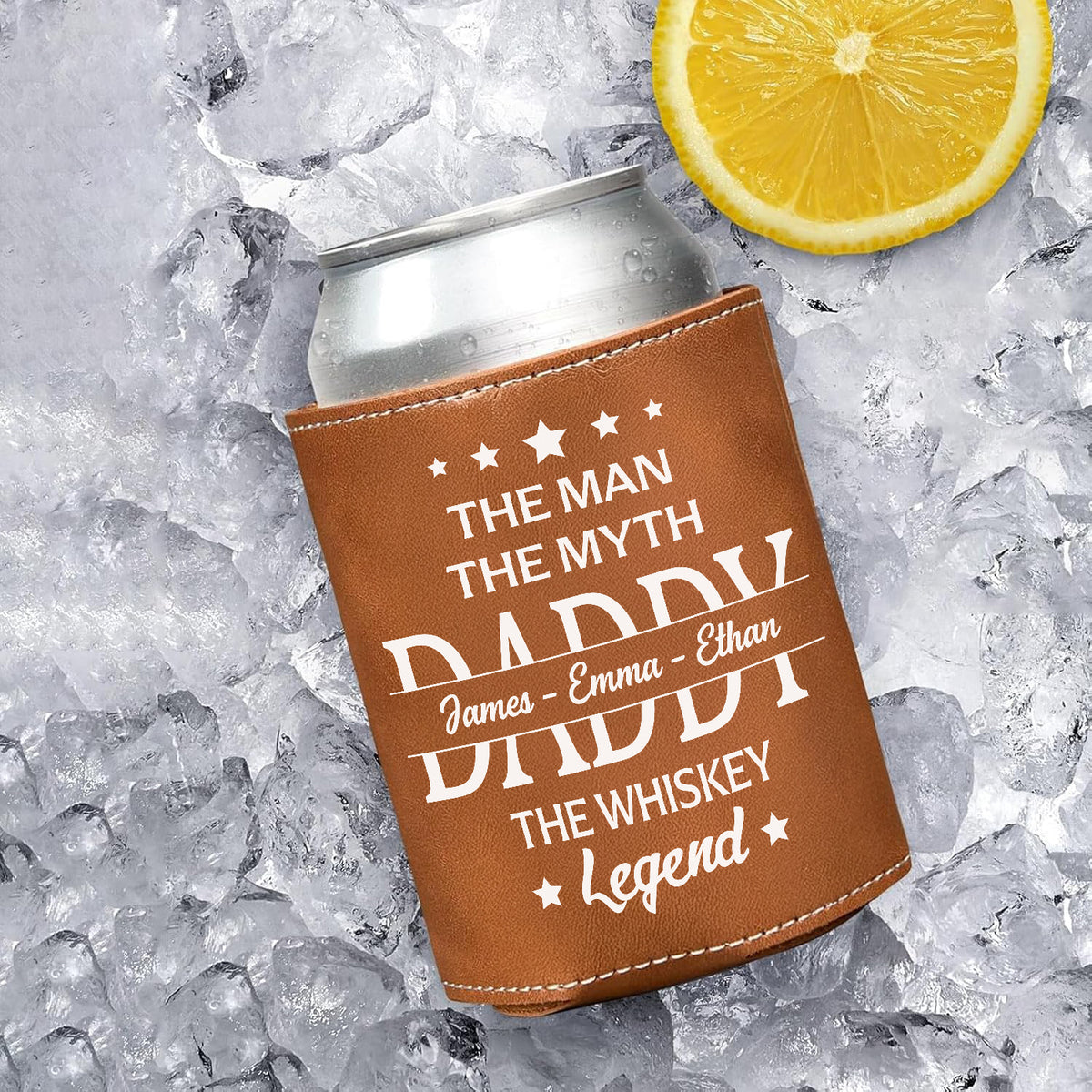 Personalized Gift To Dad The Man The Myth The Legend Leather Can Cooler Holder HO82 894092