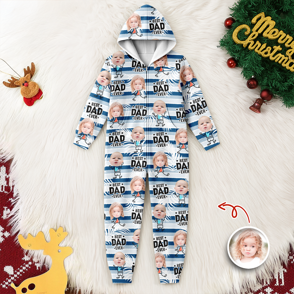 Custom Photo Best Dad Grandpa Ever - Personalized Onesie Pajamas LM32 897265