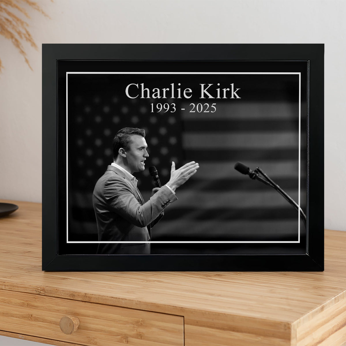 Charlie Kirk Memorial Black and White Style Picture Frame HO82 65806