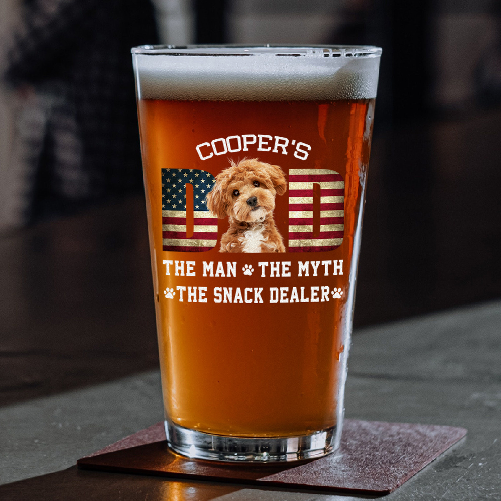 Custom Photo Dog Dad The Man The Myth American Flag Dad Beer Glass HA75 892402