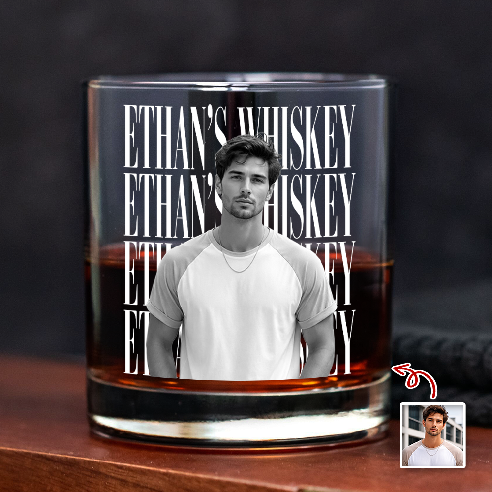Personalized Vintage Photo His Whiskey Glass HA75 921686