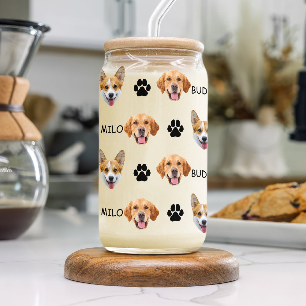 Custom Photo With Name Favorite Funny Heart Glass Can With Lid For Couple, Pet Lovers LM32 897833
