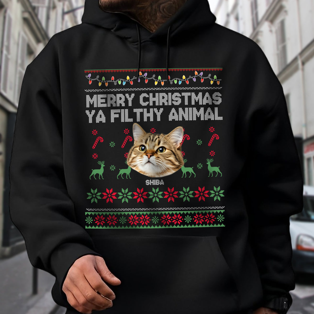 Custom Photo Merry Christmas Ya Filthy Animal Personalized Dark Shirt HO82 894548