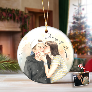 Custom Photo And Name Ceramic Ornament For Couple TH10 896745