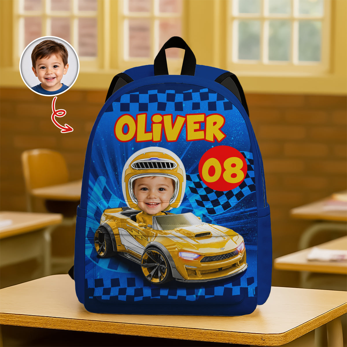 Custom Kid Photo Racing My Own Way Personalized Backpack HA75 921638