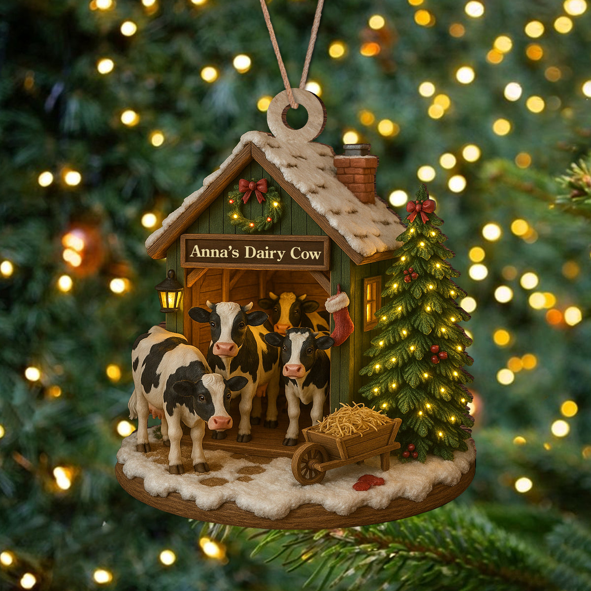 Custom Wood Ornament Gifts For Women, Men - Moo Love, Moo Christmas LM32 895553