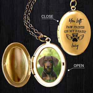 Custom Photo You Left Paw Prints On My Heart Dog Memorial Locket Necklace HA75 892290