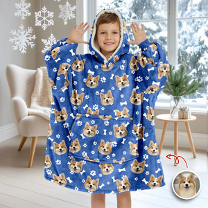 Custom Dog Cat Face Photo With Colorful Background Hoodie Blanket HA75 898284