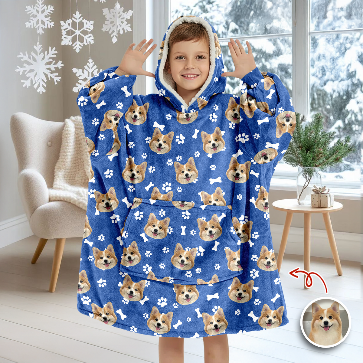 Custom Dog Cat Face Photo With Colorful Background Hoodie Blanket HA75 898284