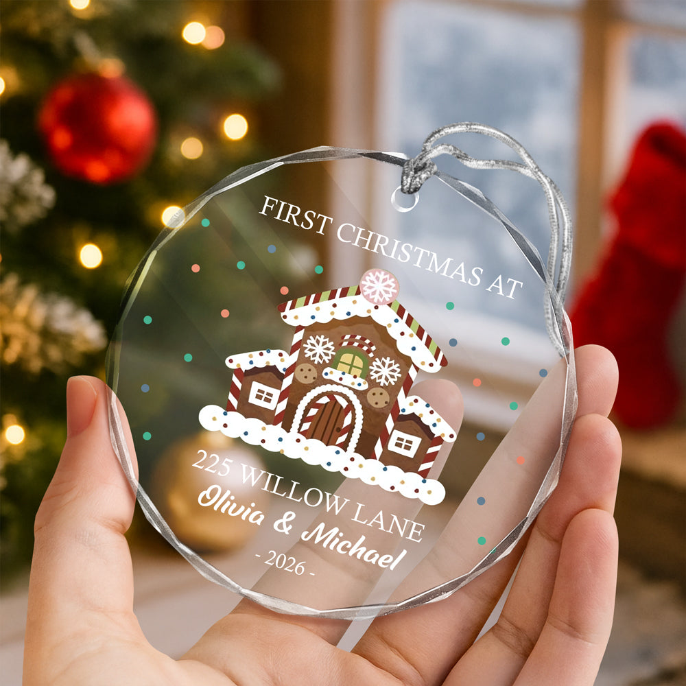Personalized First Christmas At Glass Ornament, New Homeowner Holiday Decor HO82 903608