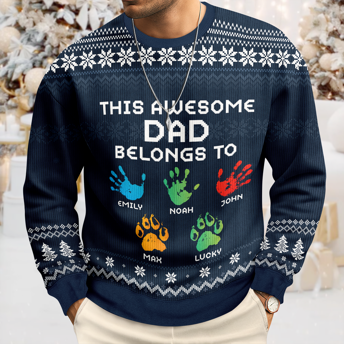 This Awesome Mom Belongs To - Personalized Ugly Sweater TH10 896295