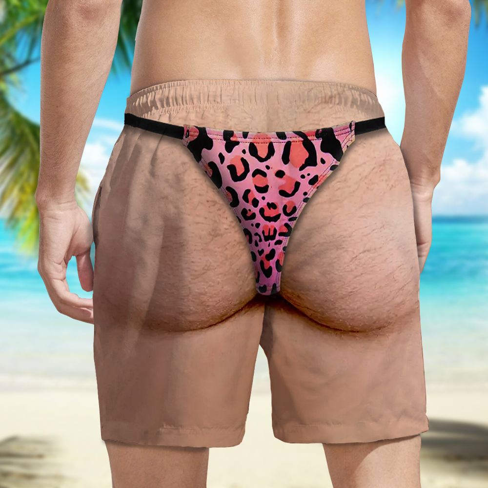 Funny Leopard Swim Trunks - Personalized Summer Vacation Beach Short CH07 180146