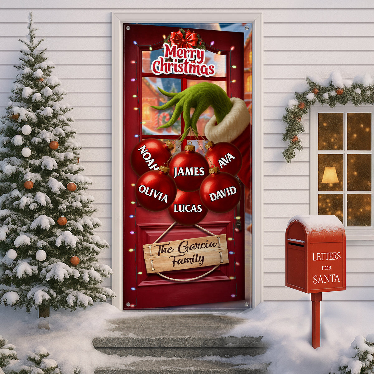 Custom Funny Ew People Christmas Family Merry Grinchmas Door Cover CH07 899964