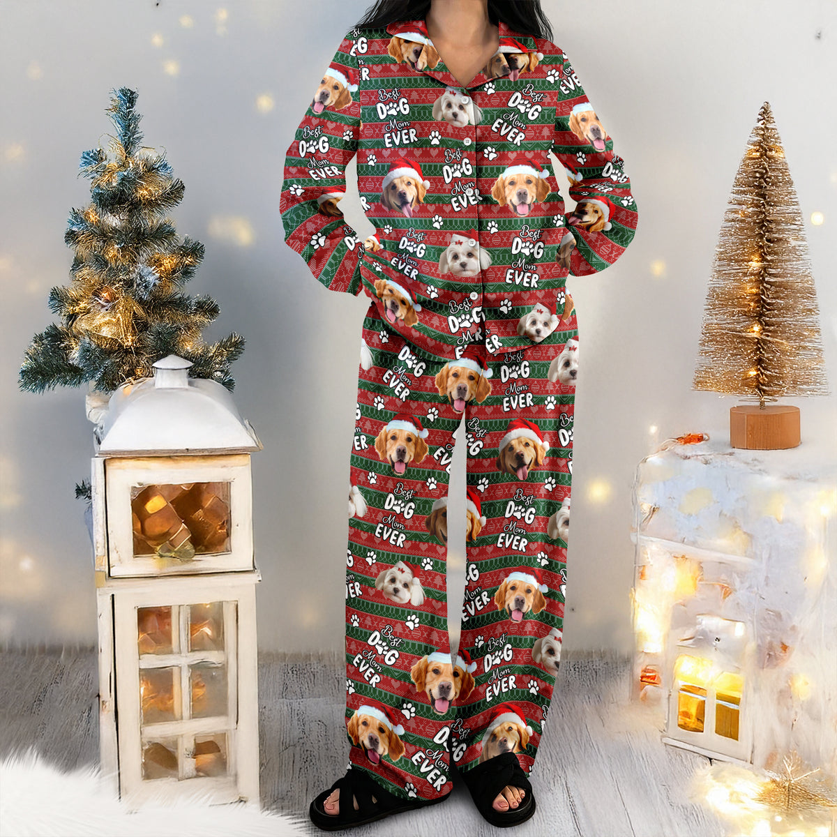 Custom Dog Face Cute Best  Dog Dad Ever Christmas Pajamas LM32 895749