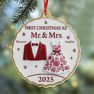 First Christmas As Mr And Mrs - Personalized Acrylic Ornament Couple Gift CH07 899098