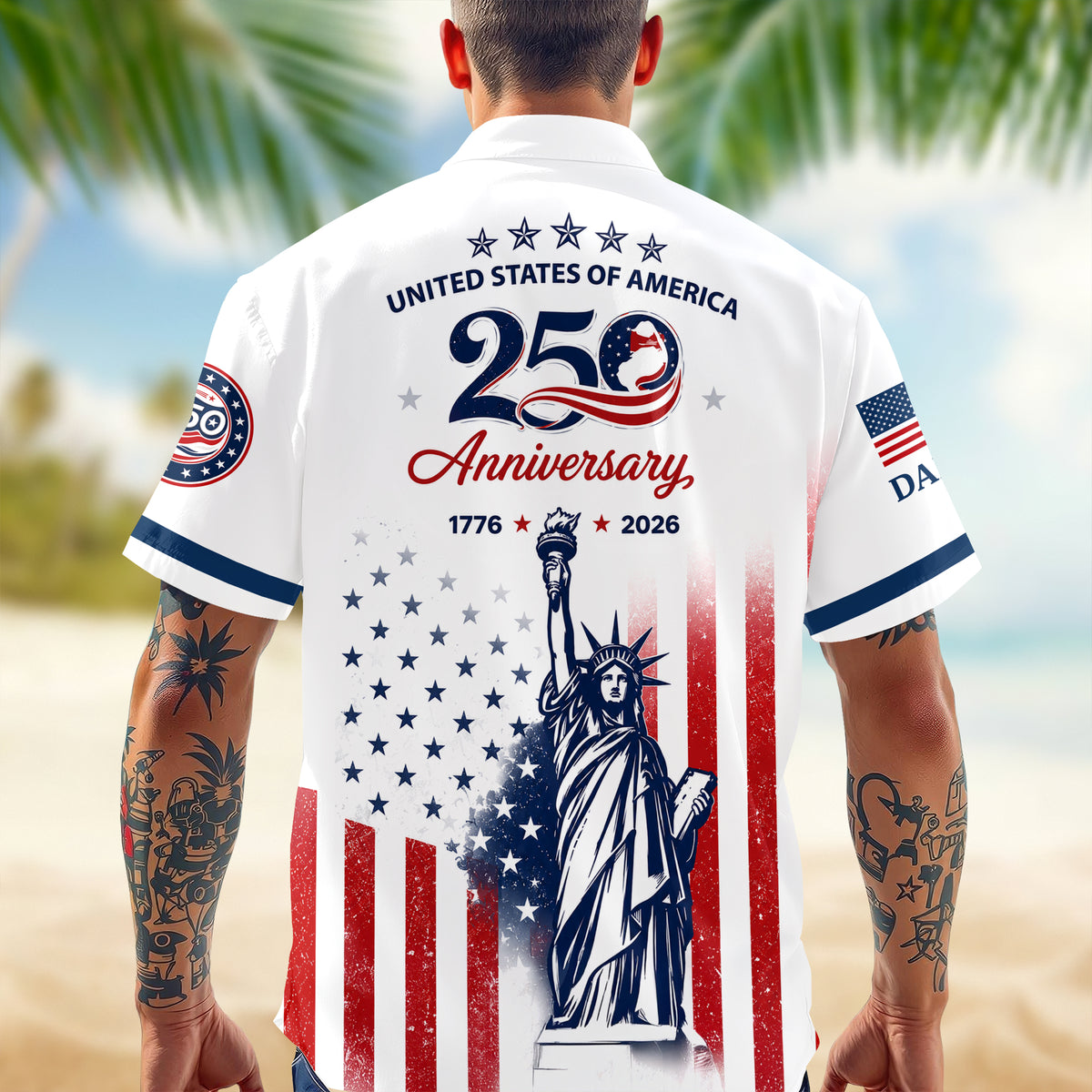 Custom Name USA 250th Anniversary Patriotic Statue of Liberty Merica 250 Baseball Hawaii Shirt HO82 902916
