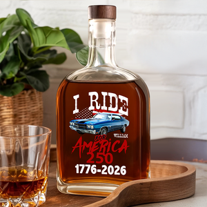 Custom Car Photo I Ride for America 250 Whiskey Bottle HA75 898220