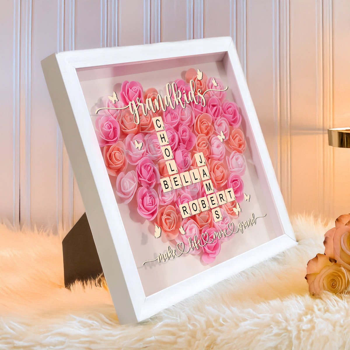 Grandkids Make Life More Grand Personalized Flower Shadow Box Mother's Day Gift For Grandma HA75 892050