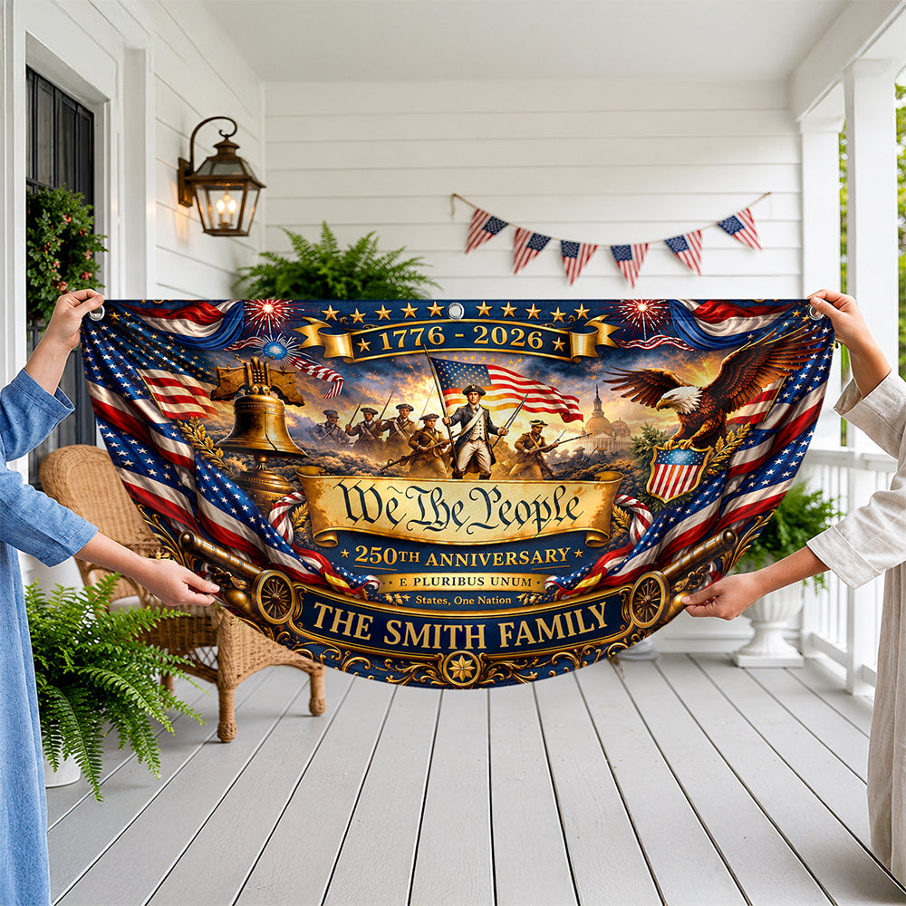 Custom Family Name We The People American Flag Eagle Decoration  Non-Pleated Fan Flag LM32 669341