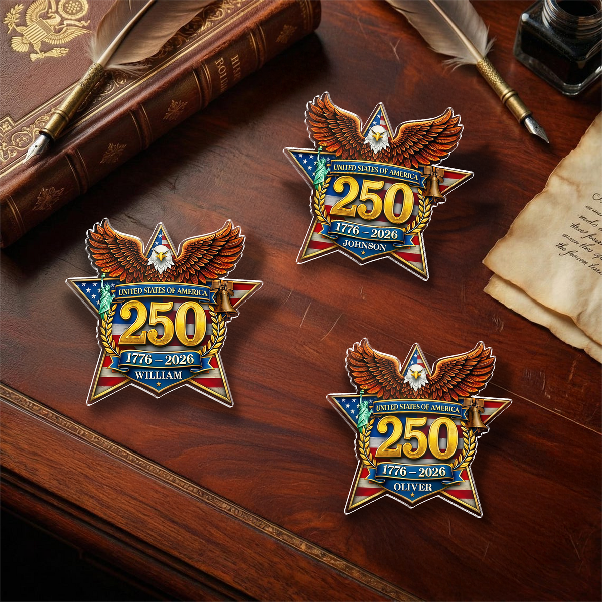 Custom Name USA 250 1776-2026 Anniversary Acrylic Pin CH07 911082