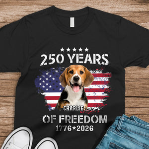 Custom Dog Photo Celebrate 250 Years of America Dark Shirt CH07 899772