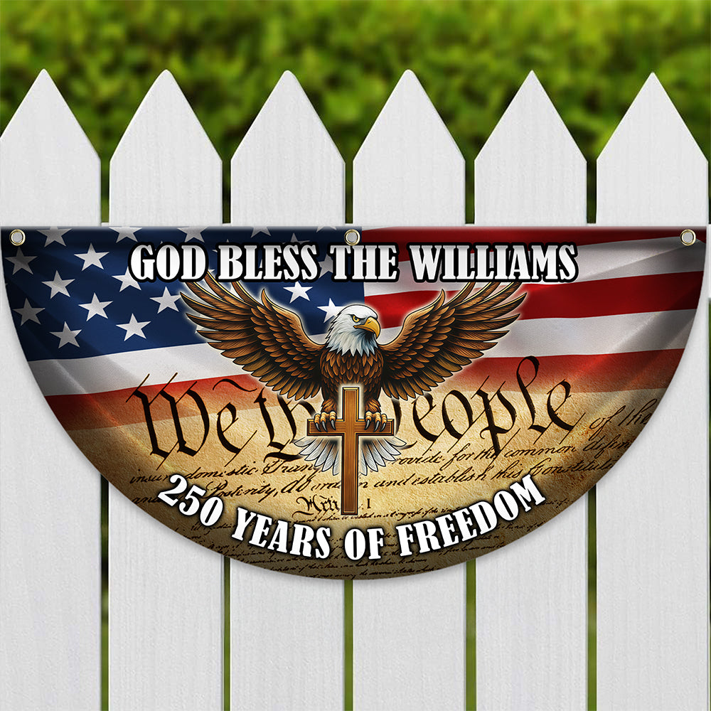 Custom Family Name 250 Years Of Freedom Non-Pleated Fan Flag TH10 169081