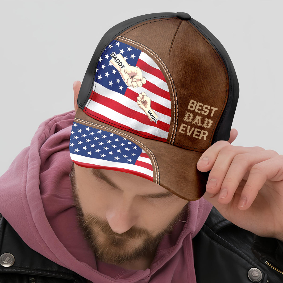 Best Dad Ever With American Flag And Fist Bumps Personalized Classic Cap For Dads TH10 892965