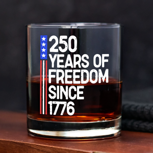 250 Years Of Freedom 250th Birthday America Flag 4th Of July Whiskey Glass HO82 894798
