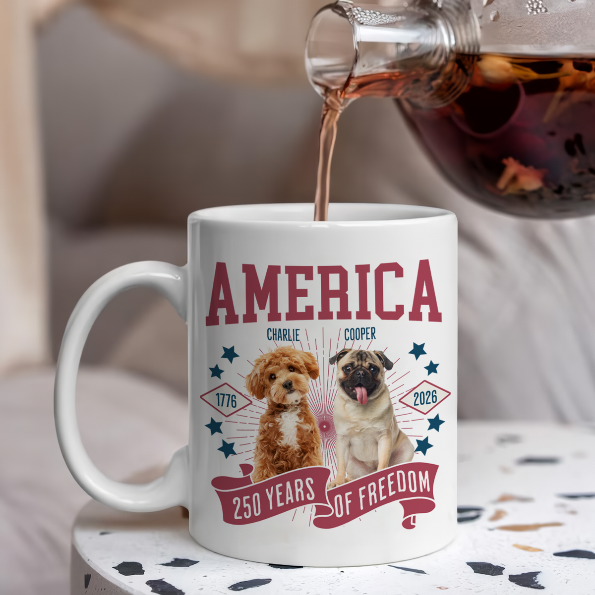Custom Dog Photo America 250th Anniversary Eagle White Mug LM32 895369