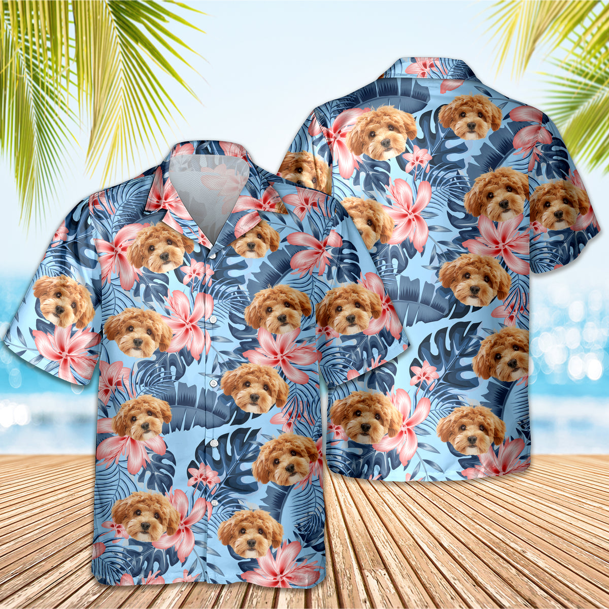 Custom Photo Funny Face Dog Tropical Floral Hawaii Shirt HA75 892260