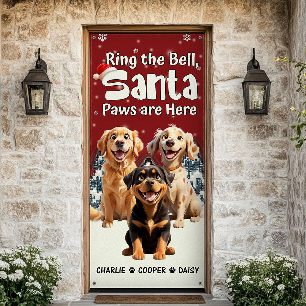 Custom Cute 3D Dog Ring the Bell, Santa Paw Are Here Door Cover LM32 895957