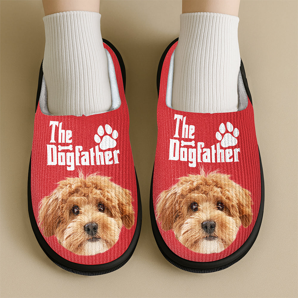 Custom Puppy Photo The Dog Father with Pawprints Design Slippers LM32 897277