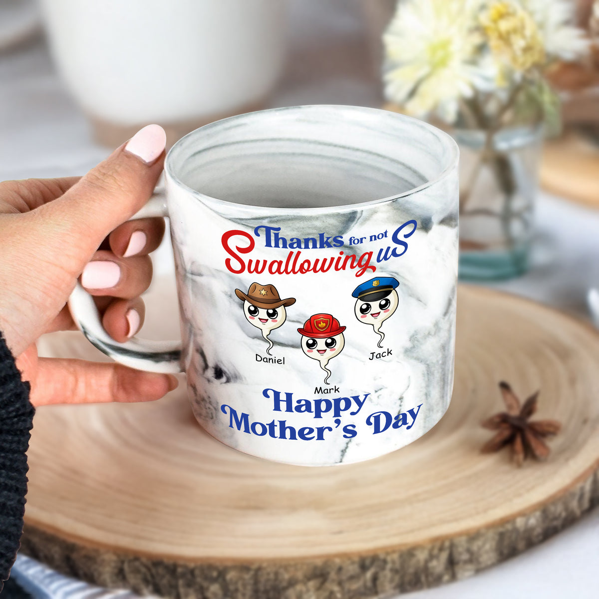 Personalized Thank For Not Swallowing Us Mom Marble Mug LM32 893287