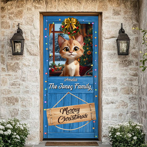 Custom Cute 3D Cat Meowy Christmas Decoration Door Cover For Cat Lovers LM32 897137