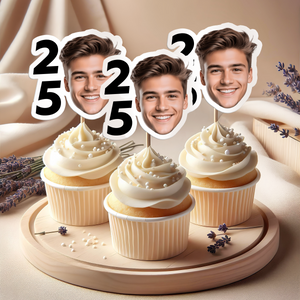 Custom Face Photo And Age For Birthday Party Cupcake Toppers TH10 892593