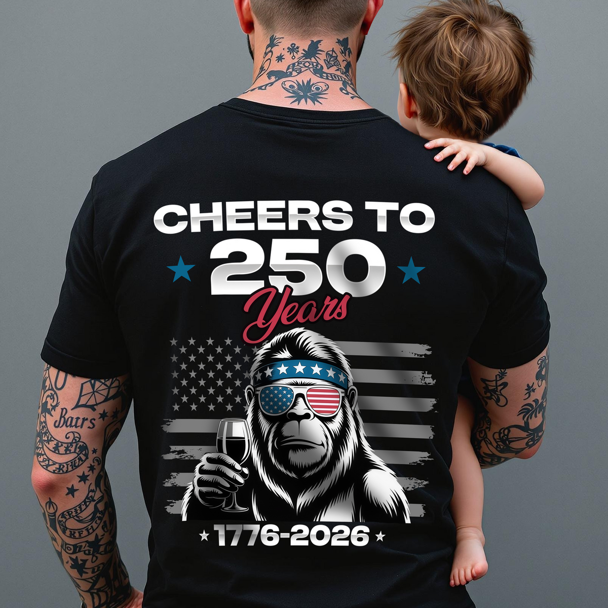 Custom Dog Photo With Big Foot Cheer To 250 Years Of Freedom Patriot Backside Shirt LM32 895271