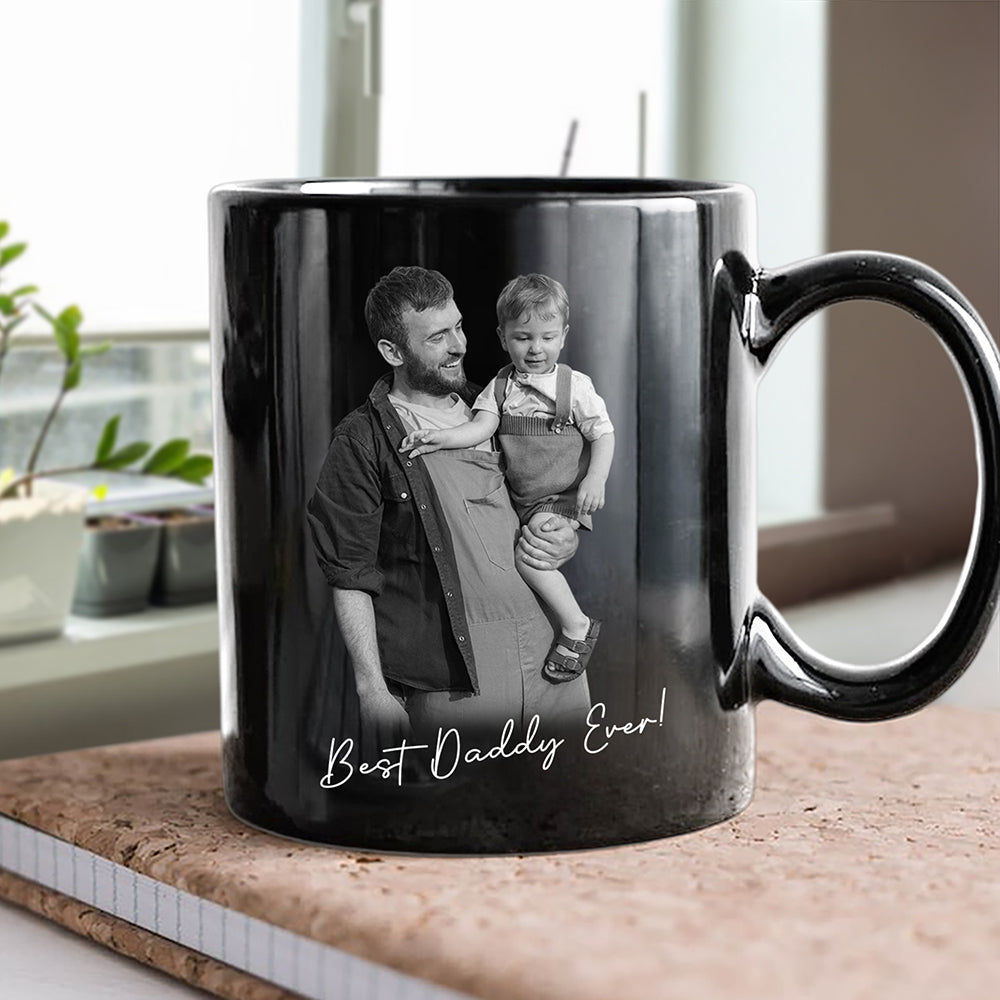 Personalized Dad and Kid Photo Black Mug Gift For Father's Day CH07 911356