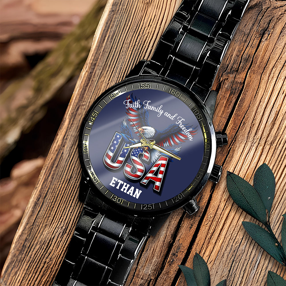 Custom Name Faith, Family & Freedom US 250 Years Men's Wrist Watch HO82 901644