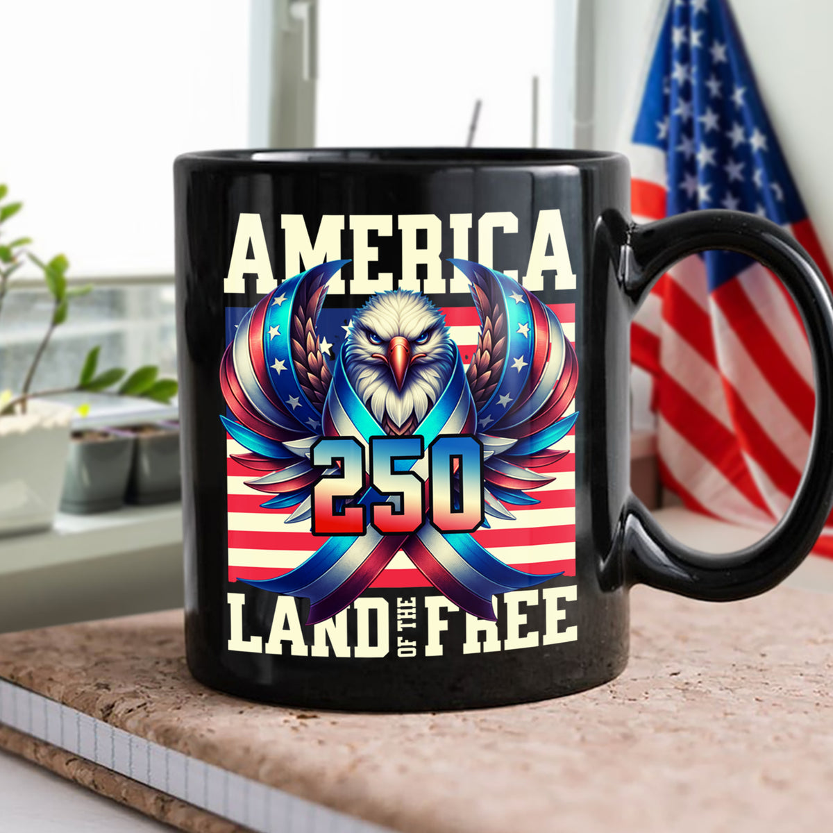 America 250 USA Freedom Liberty Black Mug HA75 897292