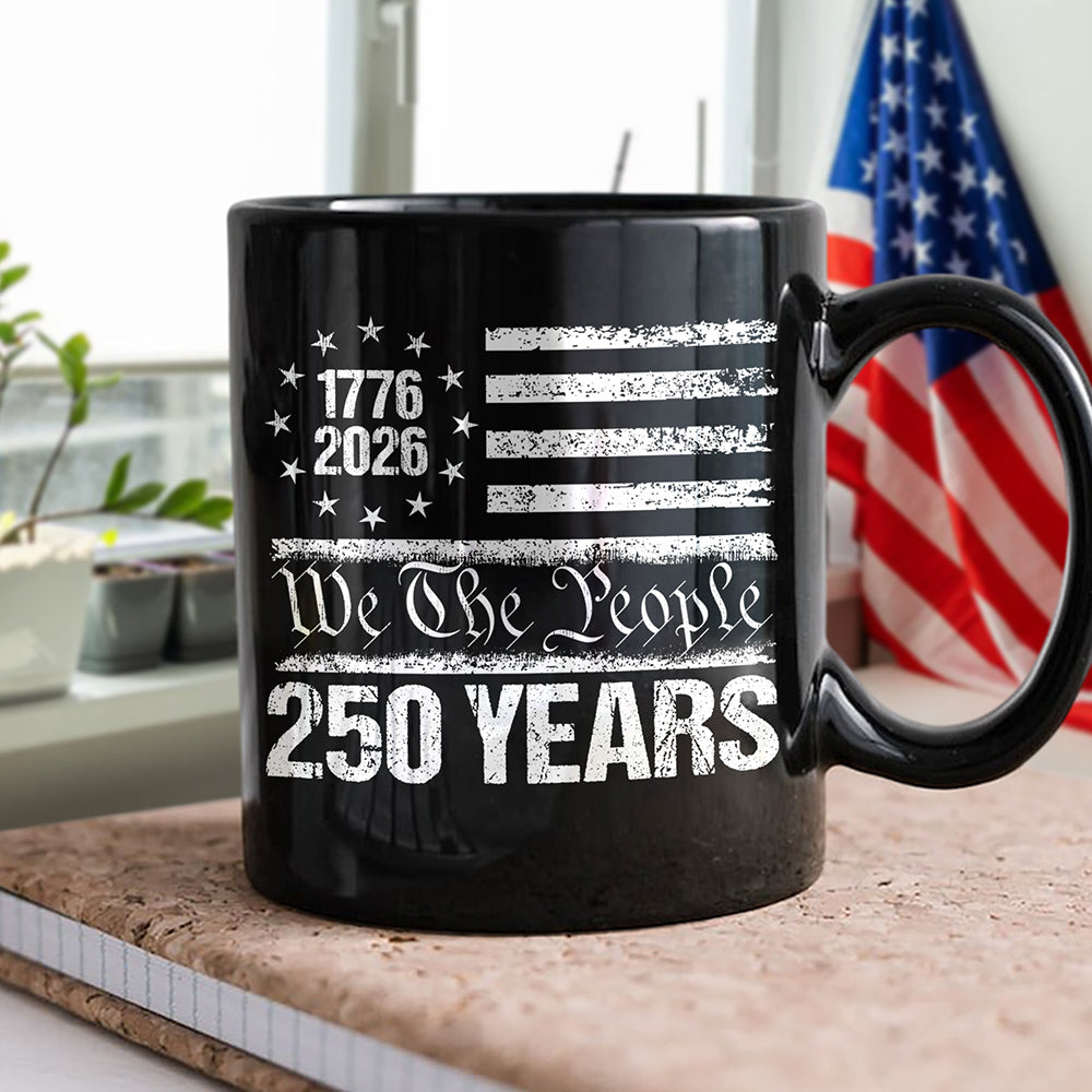 250 Years USA 250th Birthday 1776-2026 Eagle Flag Black Mug HO82 894578