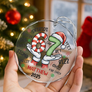 Personalized Funny Kids Six Seven Christmas Glass Ornament HA75 898304