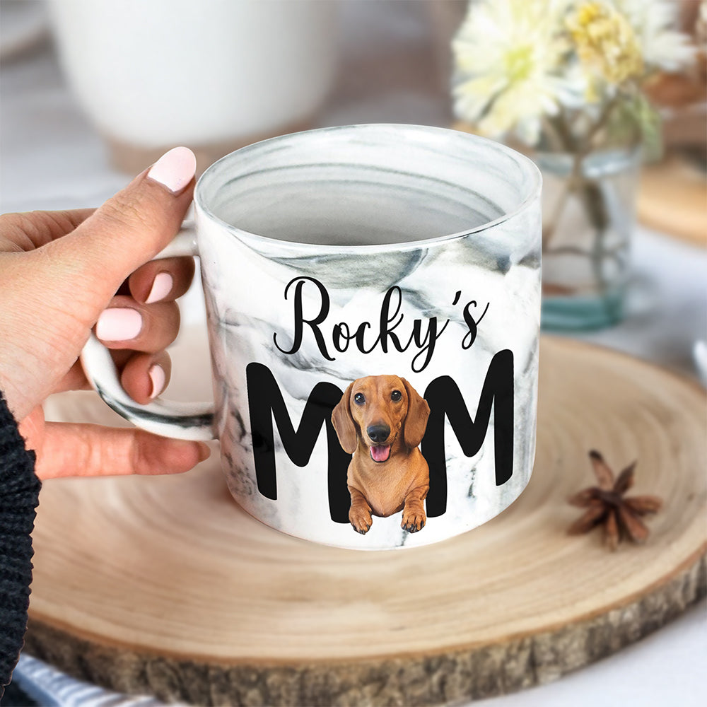 Custom Photo Dog Mom Personalized Marble Mug CH07 895524