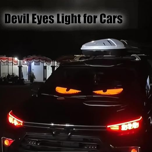 Demon LED Eyes for Car Truck Windshield, Programmable Animated LED Sign, Flexible Car Window Light, Halloween Car Decor HA75 922204