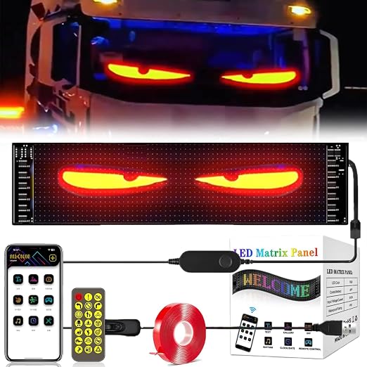 Demon LED Eyes for Car Truck Windshield, Programmable Animated LED Sign, Flexible Car Window Light, Halloween Car Decor HA75 922204